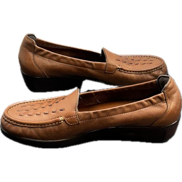 SAS Tripad Brown Stitched Leather Comfort Slip On Wedge Loafer Women 9.5 - Picture 4 of 8